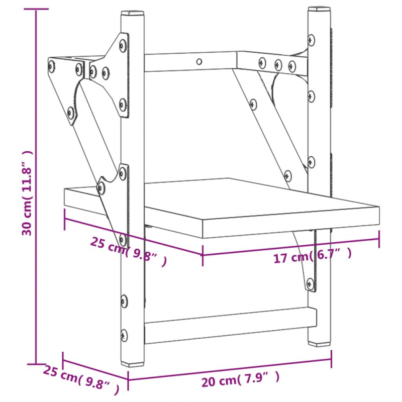 Wandregale mit Stangen 2 Stk. Grau Sonoma 20x25x30 cm