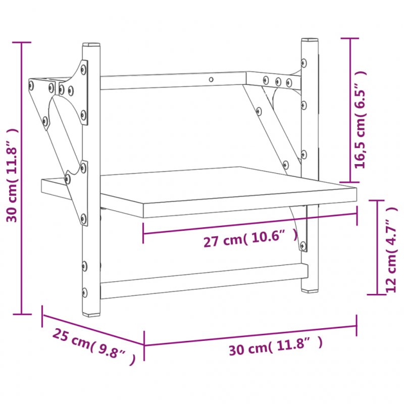 Wandregale mit Stangen 2 Stk. Grau Sonoma 30x25x30 cm