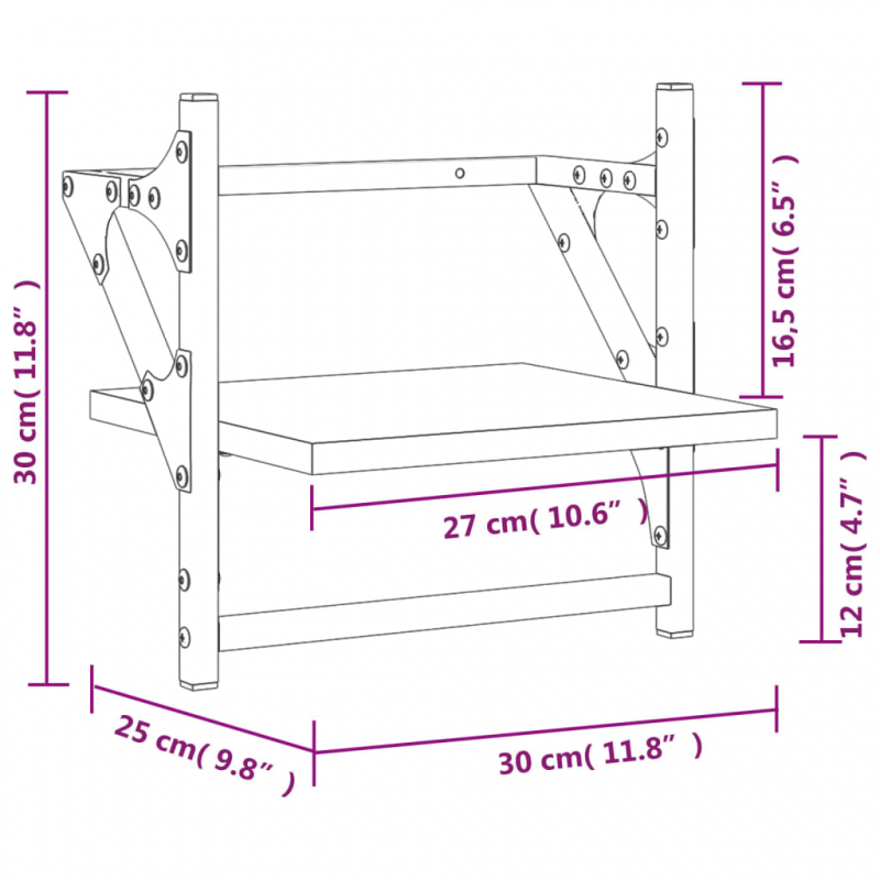 Wandregale mit Stangen 2 Stk. Braun Eichen-Optik 30x25x30 cm