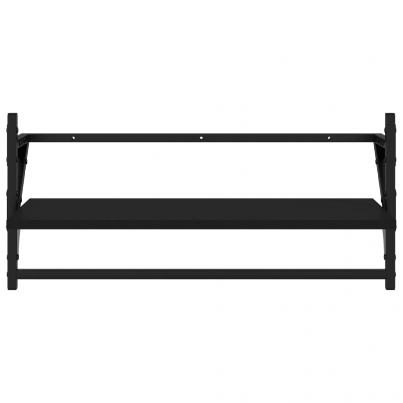 Wandregale mit Stangen 2 Stk. Schwarz 65x25x30 cm