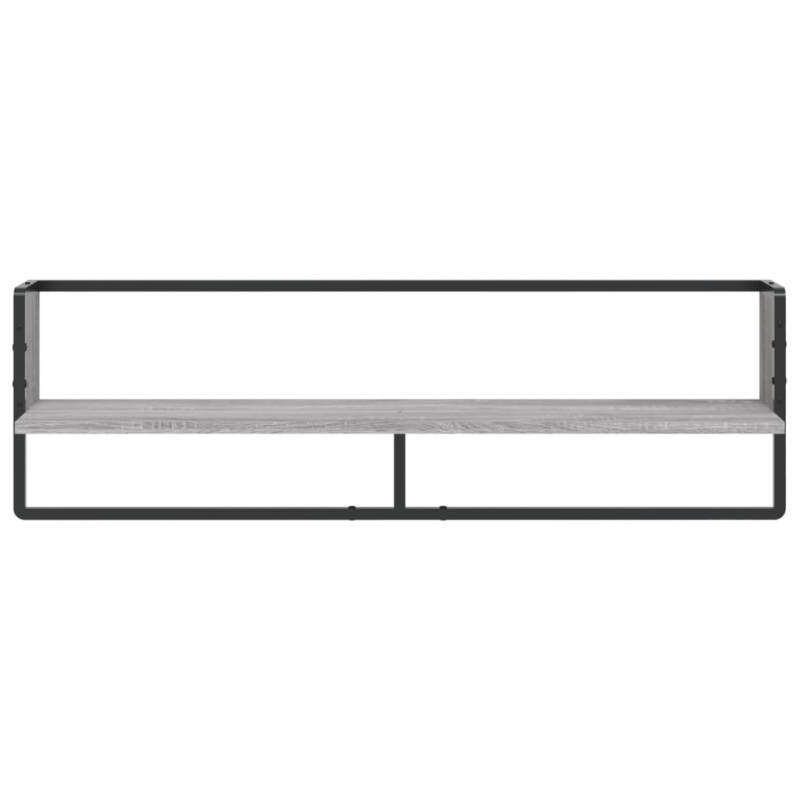 Wandregal mit Stange Grau Sonoma 100x25x30 cm