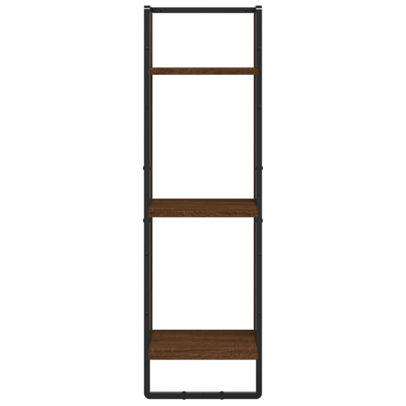 Wandregal 3 Fächer Braun Eichen-Optik 30x25x100cm Holzwerkstoff