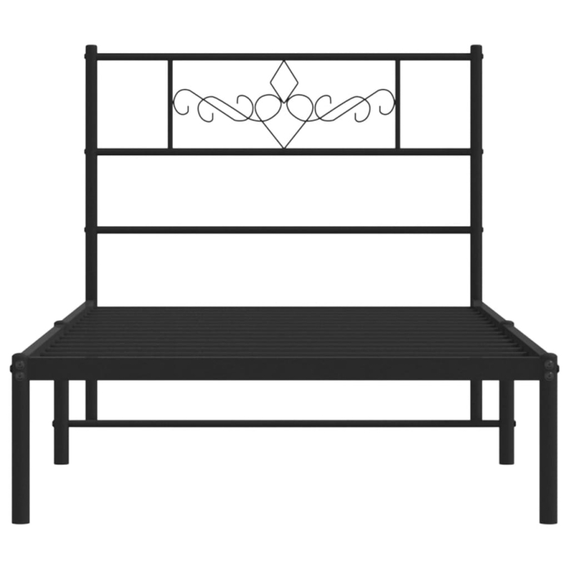 Bettgestell mit Kopfteil Metall Schwarz 90x200 cm