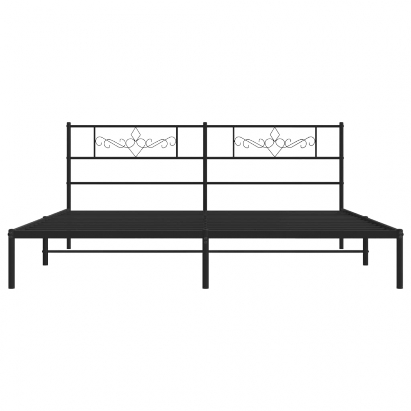 Bettgestell mit Kopfteil Metall Schwarz 180x200 cm