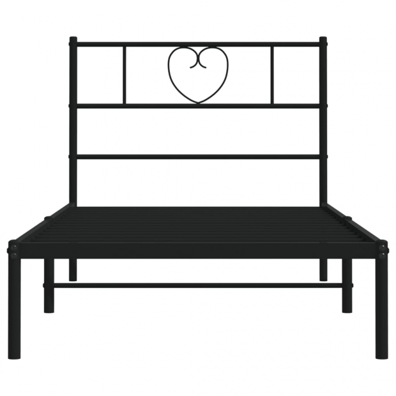 Bettgestell mit Kopfteil Metall Schwarz 75x190 cm