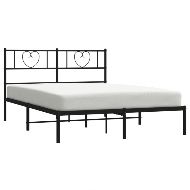 Bettgestell mit Kopfteil Metall Schwarz 140x200 cm