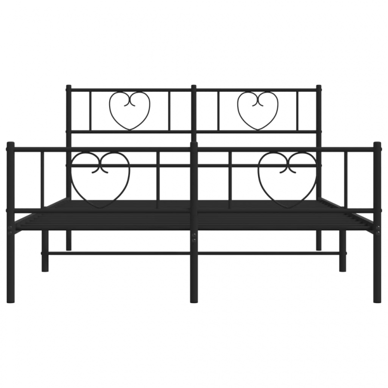 Bettgestell mit Kopf- und Fußteil Metall Schwarz 140x190 cm