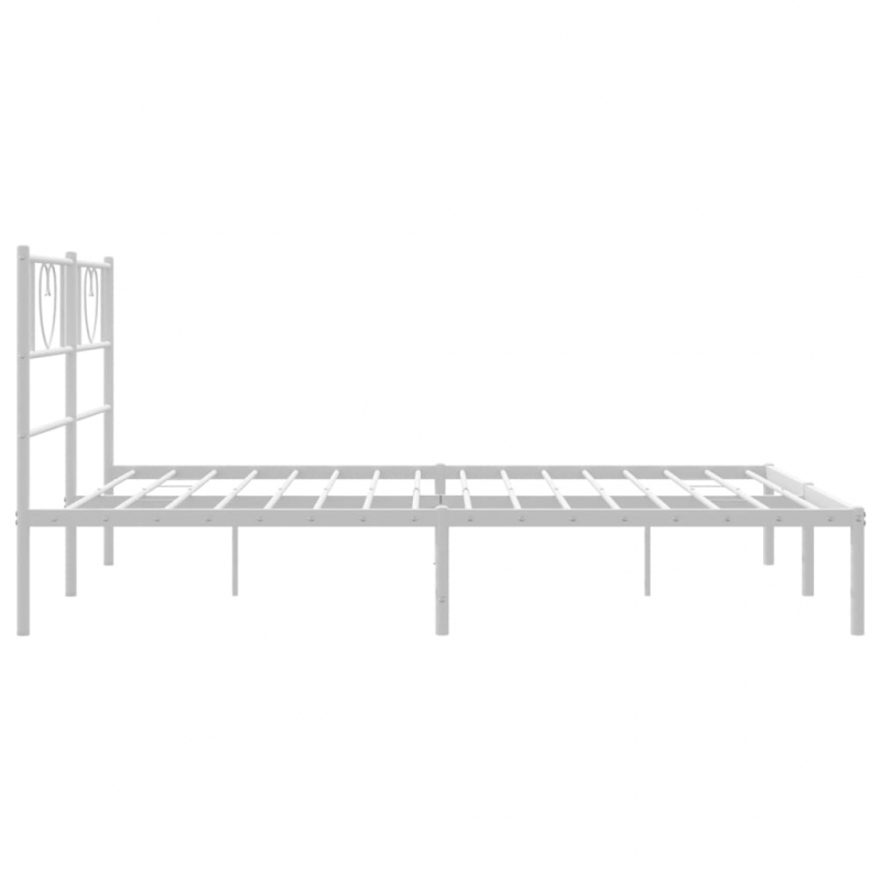Bettgestell mit Kopfteil Metall Weiß 120x190 cm