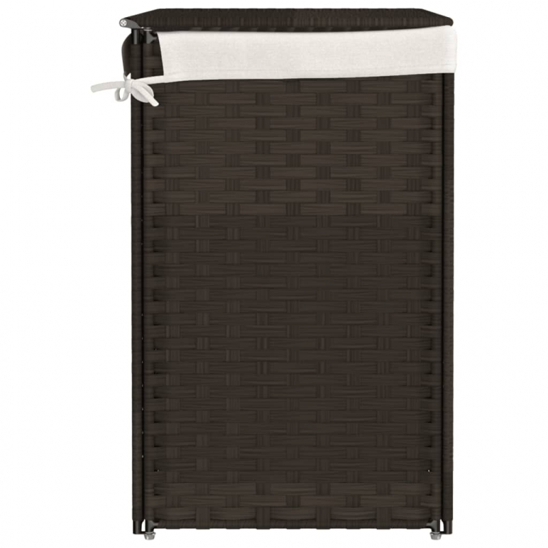 Wäschekorb mit 2 Fächern Dunkelbraun 53x35x57 cm Poly Rattan