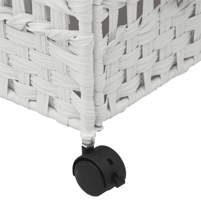 Wäschekorb mit Rollen Weiß 66x35x60 cm Rattan