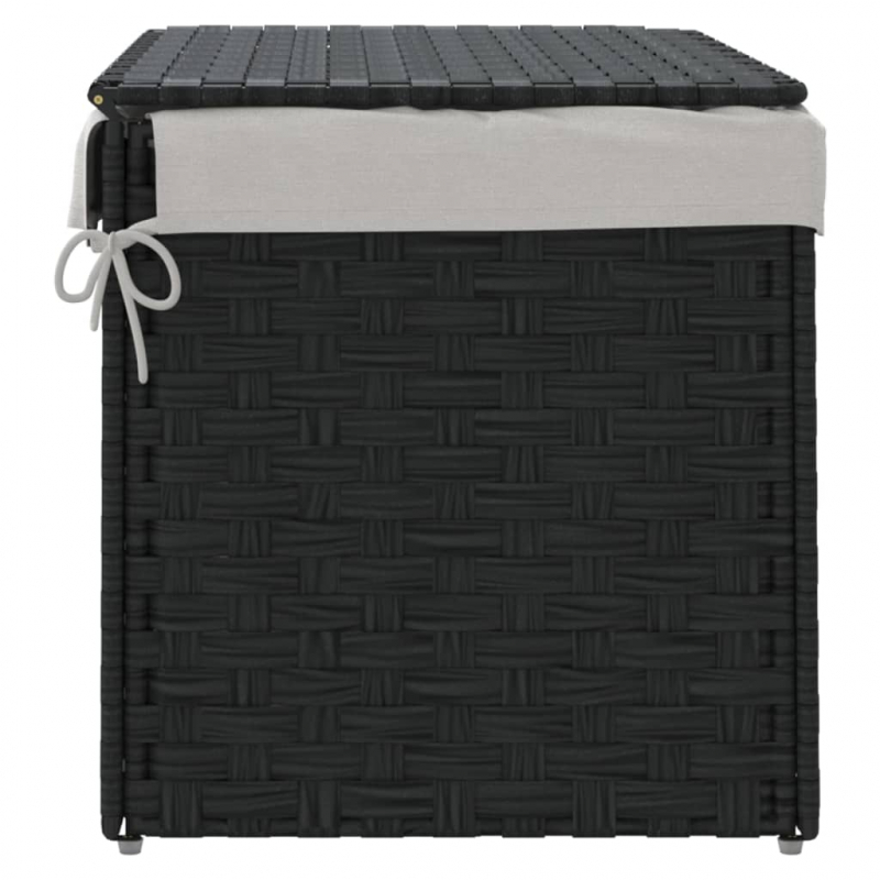 Wäschekorb mit Deckel Schwarz 55,5x35x34 cm Poly Rattan