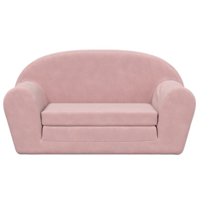 Kinder-Schlafsofa 2-Sitzer Rosa Weicher Plüsch