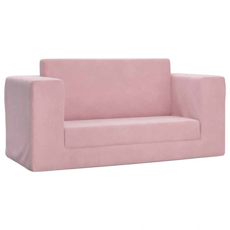 Kinder-Schlafsofa 2-Sitzer Rosa Weicher Plüsch