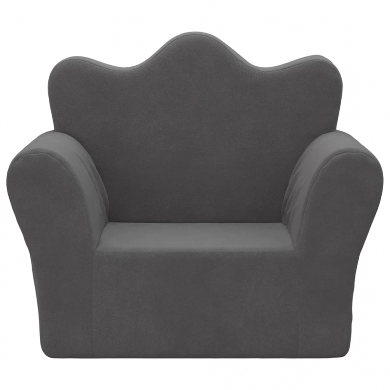 Kindersofa Anthrazit Weich Plüsch