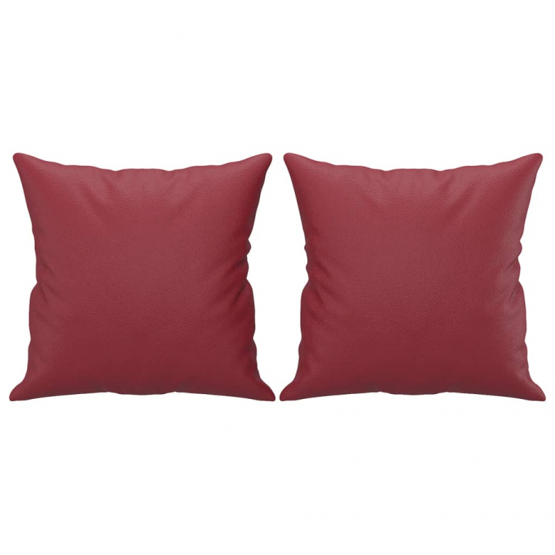 2-Sitzer-Sofa mit Zierkissen Weinrot 120 cm Kunstleder