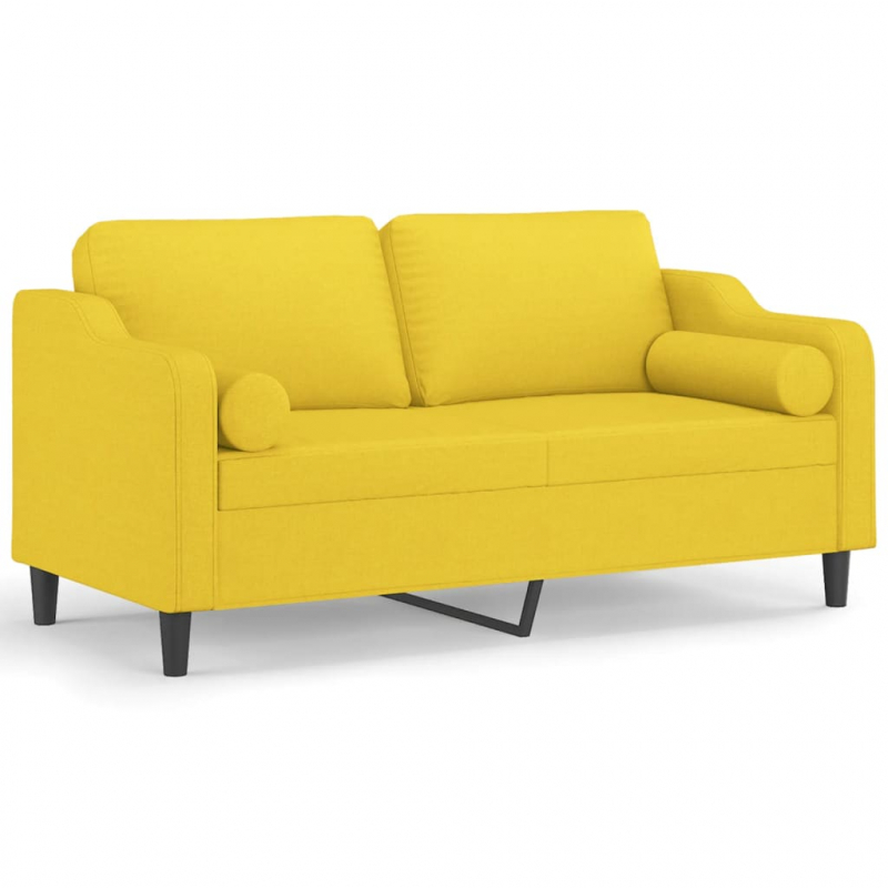 2-Sitzer-Sofa mit Zierkissen Hellgelb 140 cm Stoff
