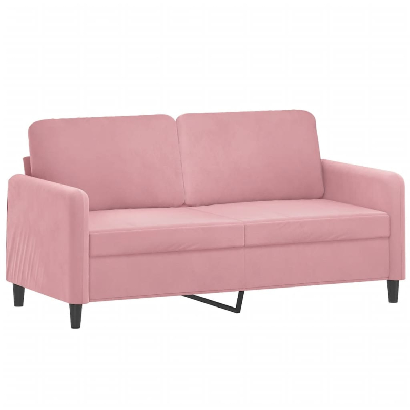 2-Sitzer-Sofa mit Zierkissen Rosa 140 cm Samt