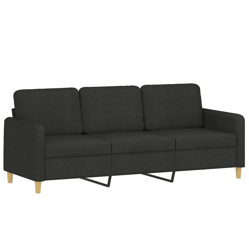 3-Sitzer-Sofa mit Zierkissen Schwarz 180 cm Stoff