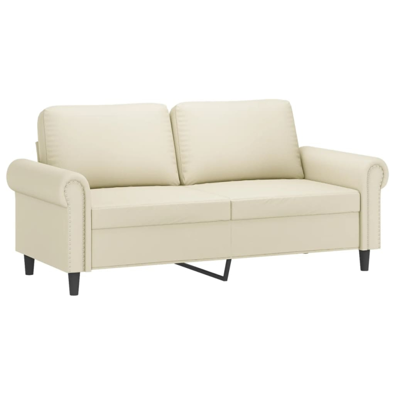 2-Sitzer-Sofa mit Zierkissen Creme 140 cm Kunstleder