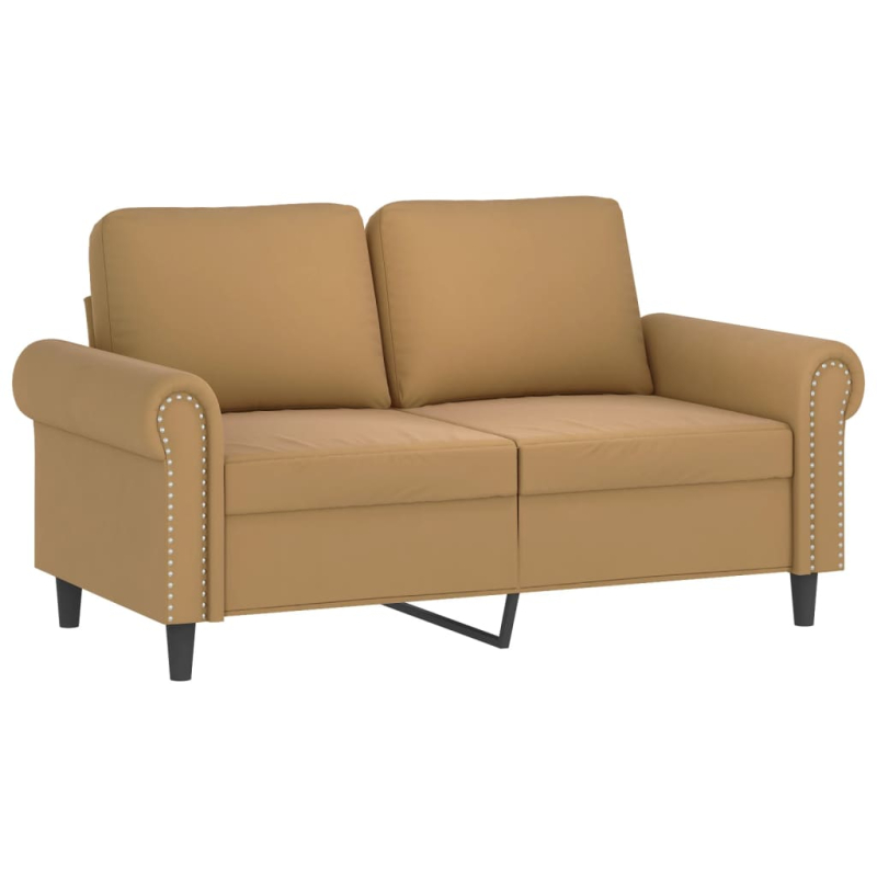 2-Sitzer-Sofa mit Zierkissen Braun 120 cm Samt