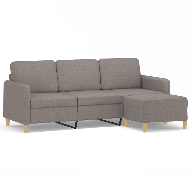 3-Sitzer-Sofa mit Hocker Taupe 180 cm Stoff