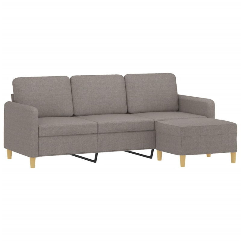 3-Sitzer-Sofa mit Hocker Taupe 180 cm Stoff