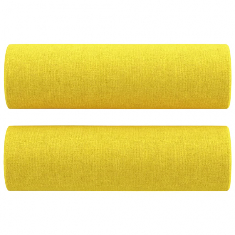 3-tlg. Sofagarnitur mit Kissen Hellgelb Stoff