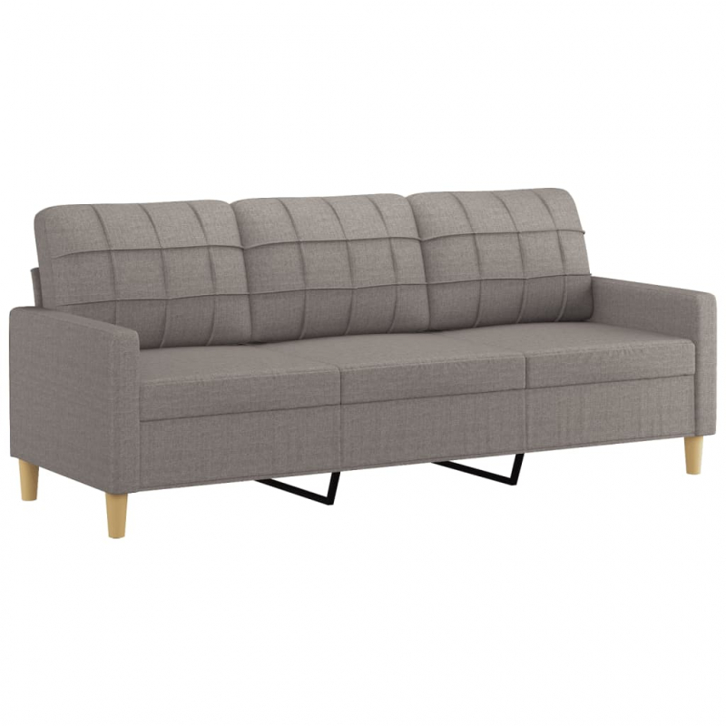2-tlg. Sofagarnitur mit Kissen Taupe Stoff
