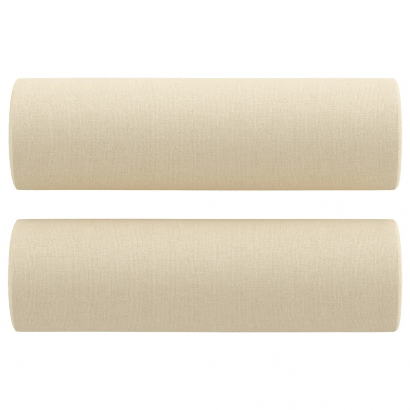 2-tlg. Sofagarnitur mit Kissen Creme Stoff