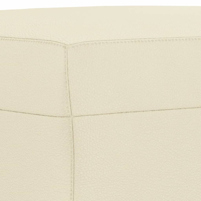 3-tlg. Sofagarnitur mit Kissen Creme Kunstleder