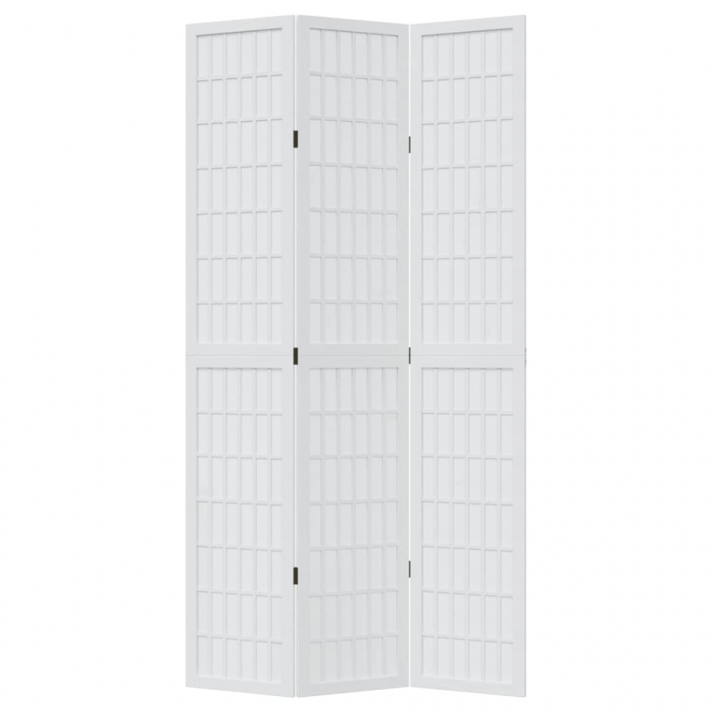 3-tlg. Raumteiler Weiß Massivholz Paulownia