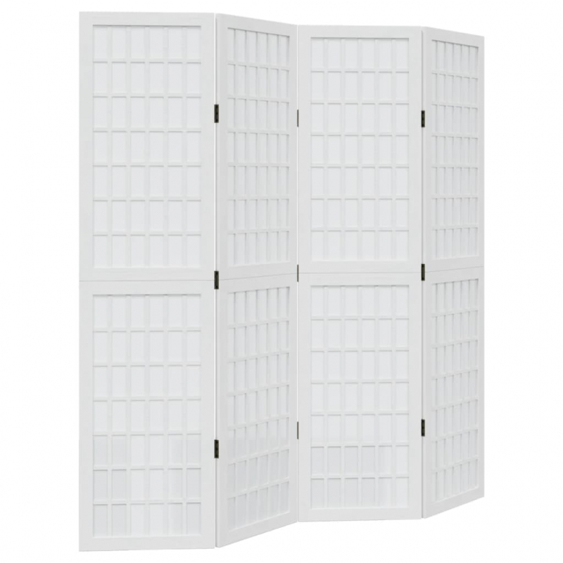 4-tlg. Raumteiler Weiß Massivholz Paulownia