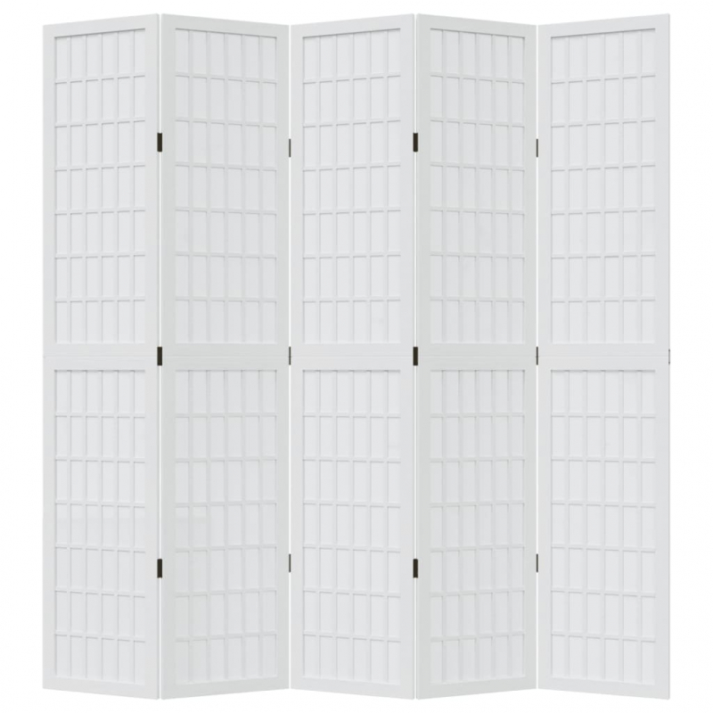 5-tlg. Raumteiler Weiß Massivholz Paulownia