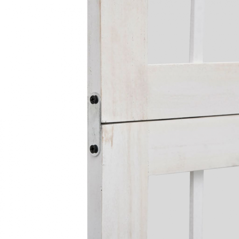 6-tlg. Raumteiler Weiß Massivholz Paulownia