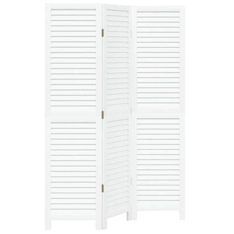 3-tlg. Raumteiler Weiß Massivholz Paulownia