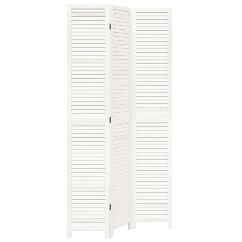 3-tlg. Raumteiler Weiß Massivholz Paulownia