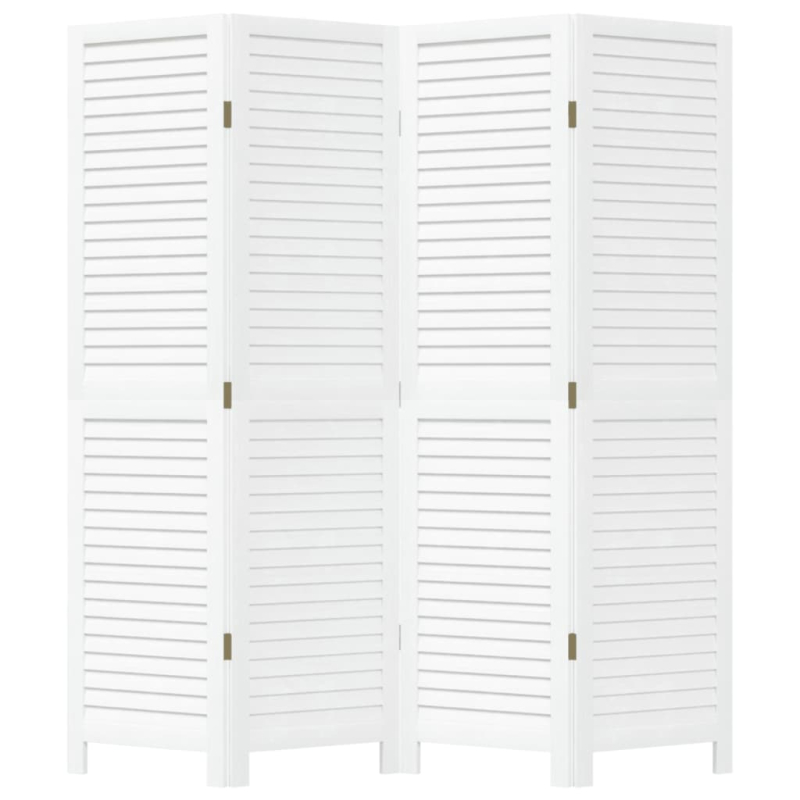 4-tlg. Raumteiler Weiß Massivholz Paulownia