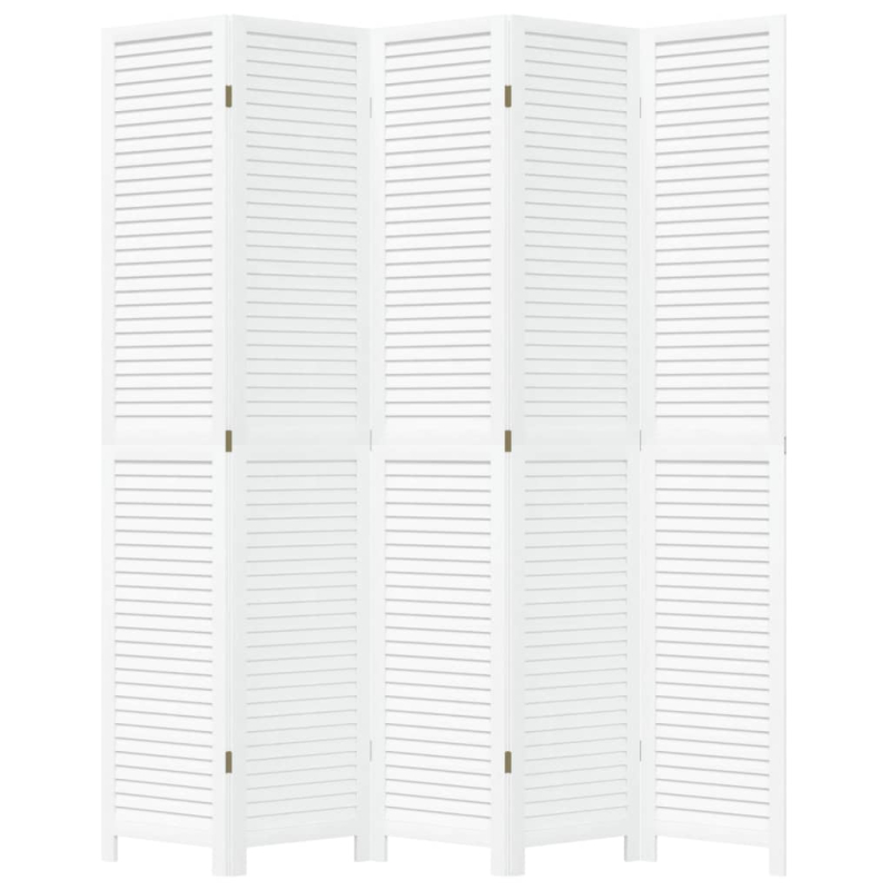 5-tlg. Raumteiler Weiß Massivholz Paulownia