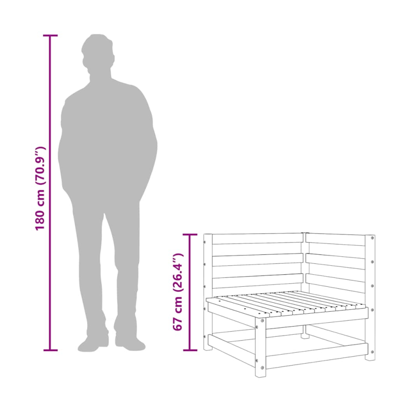 Garten-Ecksofas 2 Stk. 70x70x67 cm Massivholz Douglasie