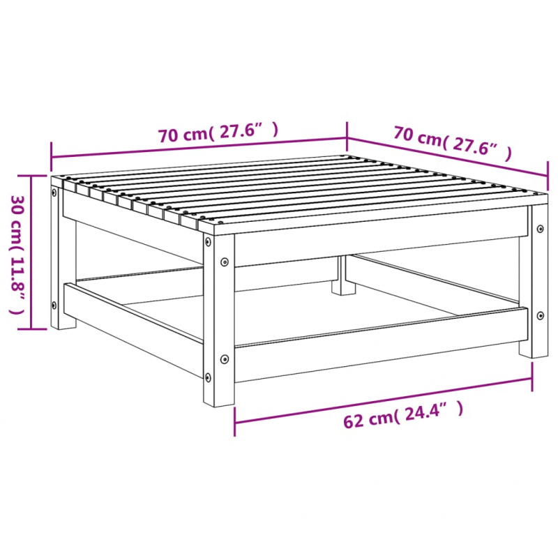 Gartenhocker Wachsbraun 70x70x30 cm Massivholz Kiefer