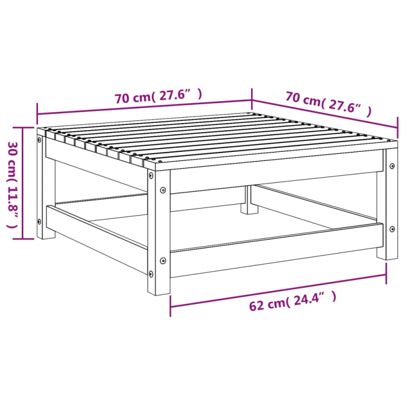 Gartenhocker 70x70x30 cm Kiefernholz Imprägniert