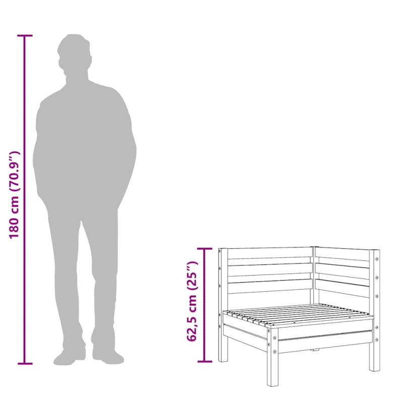 Garten-Ecksofa Massivholz Kiefer