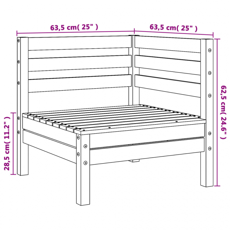 Garten-Ecksofa Wachsbraun Massivholz Kiefer