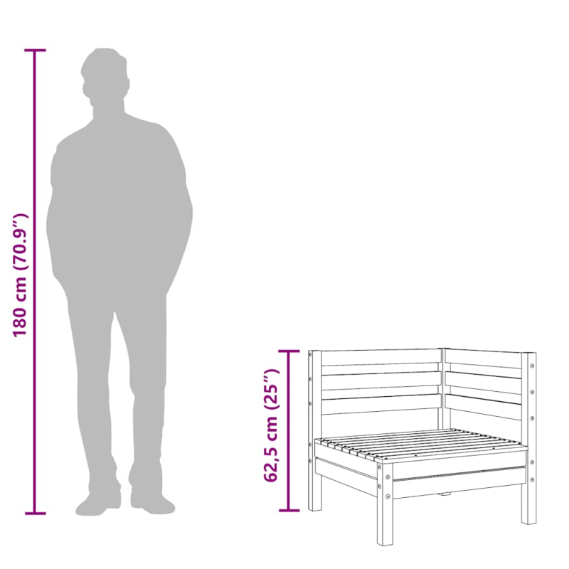 Garten-Ecksofa Wachsbraun Massivholz Kiefer