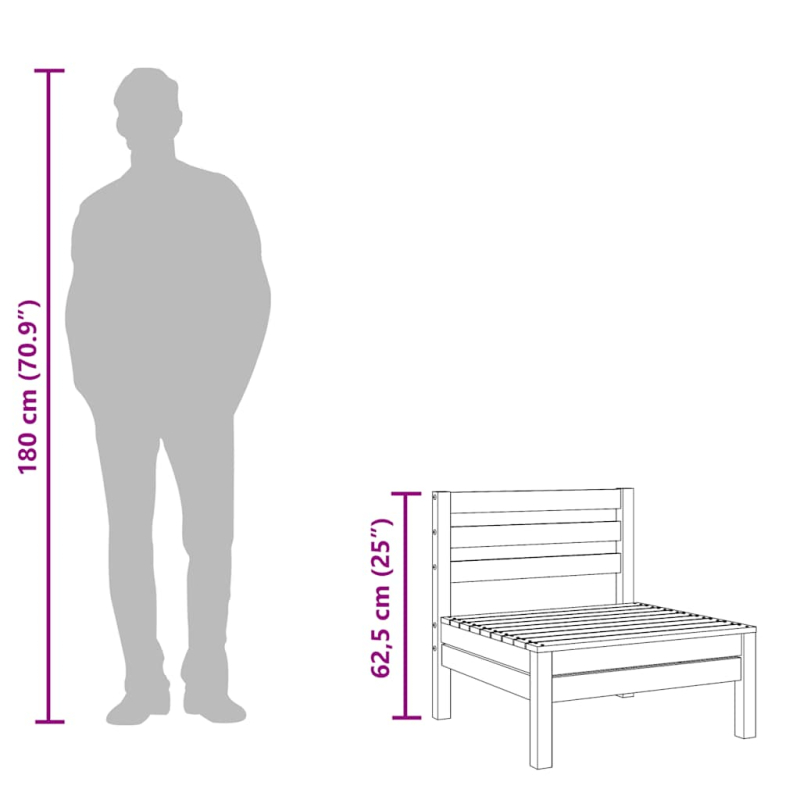 Gartensofa ohne Armlehnen Massivholz Douglasie