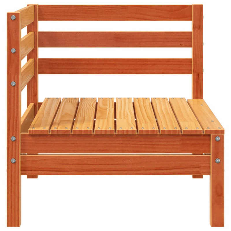 Gartensofa 3-Sitzer mit Hocker Wachsbraun Massivholz Kiefer