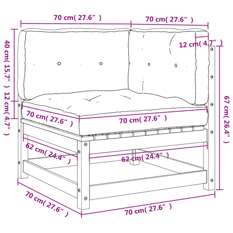 Garten-Ecksofa mit Kissen Massivholz Douglasie