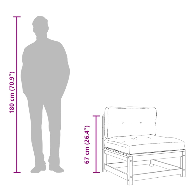 Gartensofa ohne Armlehnen mit Kissen Massivholz Douglasie