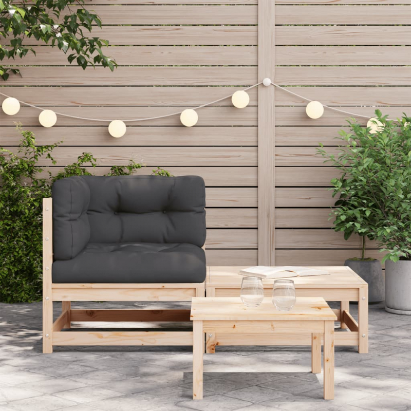 Garten-Ecksofa mit Kissen und Hocker