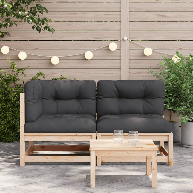 Gartensofa mit Kissen 2-Sitzer Massivholz Kiefer